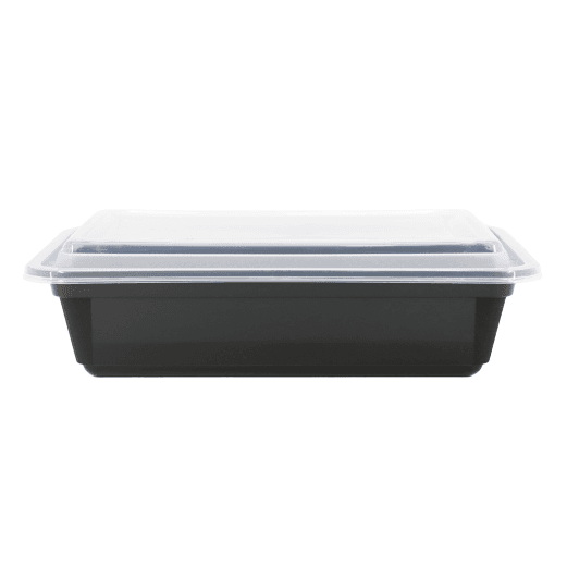 BLACK RECT CONTINER 38OZ (5PCS)