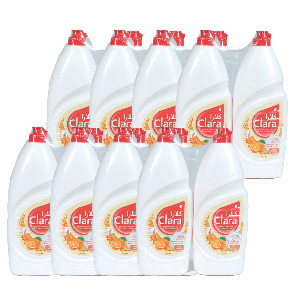 DISH WASH CLARA 750 ML (1+1) ORANGE 8 PACK