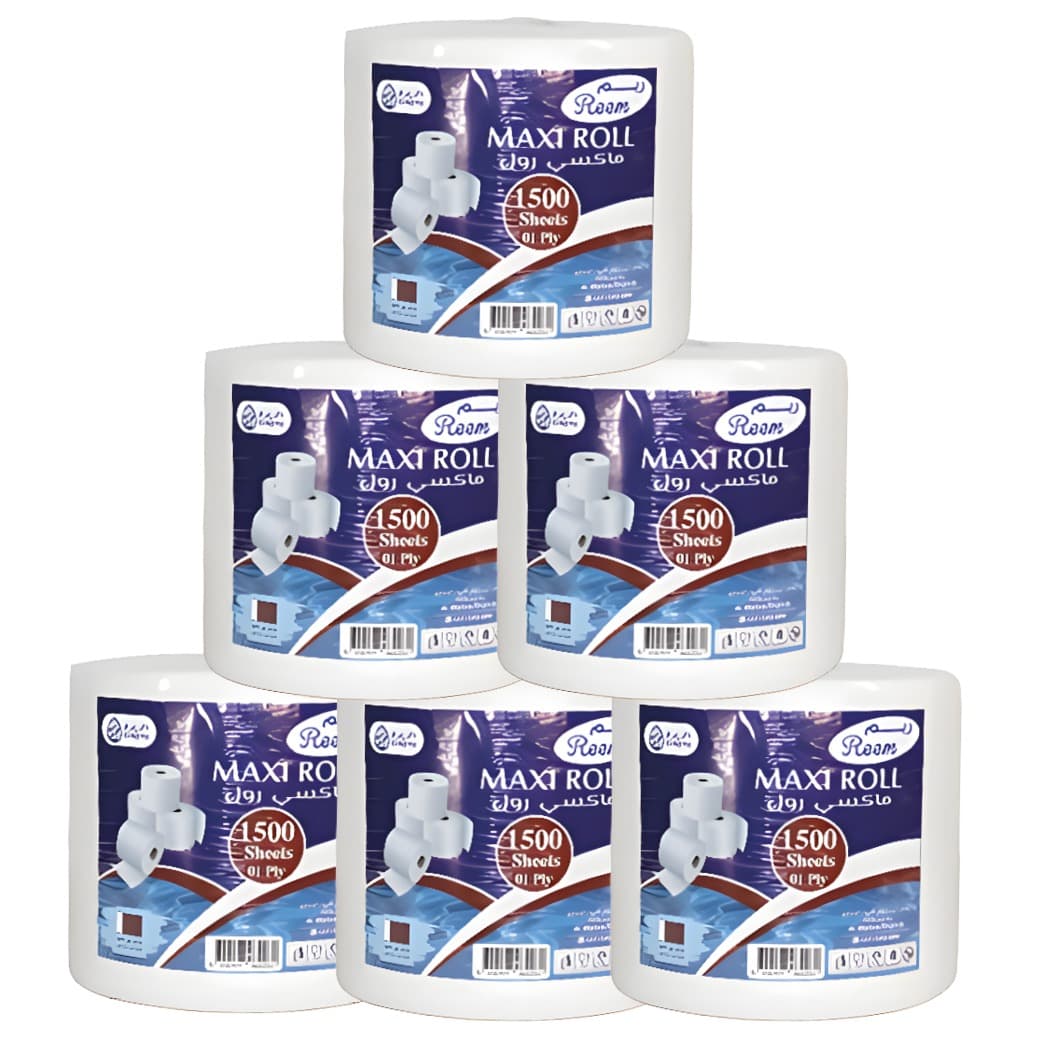 MAXIROLL REEM EMBOSSED 1 PLY 1500 SHEETS 6 PCS